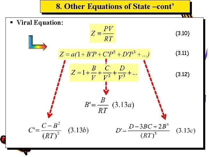 8. Other Equations of State –cont’ § Viral Equation: (3. 10) (3. 11) (3.