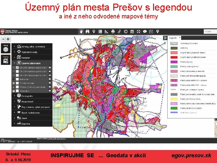 Územný plán mesta Prešov s legendou a iné z neho odvodené mapové témy Štrbské