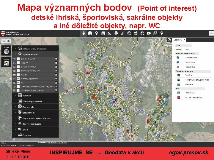 Mapa významných bodov (Point of interest) detské ihriská, športoviská, sakrálne objekty a iné dôležité