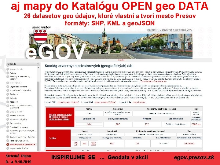 aj mapy do Katalógu OPEN geo DATA 26 datasetov geo údajov, ktoré vlastní a