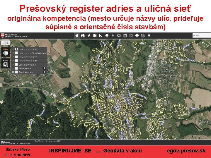 Prešovský register adries a uličná sieť originálna kompetencia (mesto určuje názvy ulíc, prideľuje súpisné