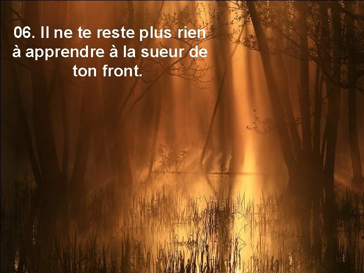 06. Il ne te reste plus rien à apprendre à la sueur de ton