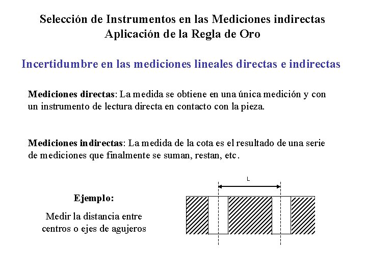 Selección de Instrumentos en las Mediciones indirectas Aplicación de la Regla de Oro Incertidumbre