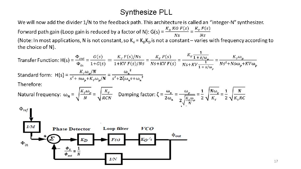 Synthesize PLL 17 