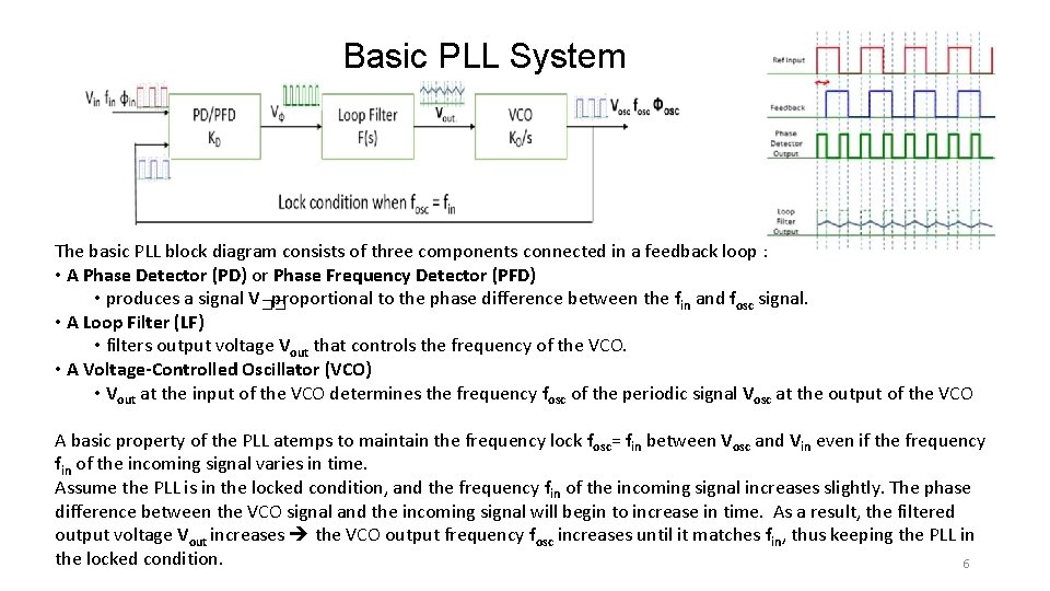 Basic PLL System The basic PLL block diagram consists of three components connected in