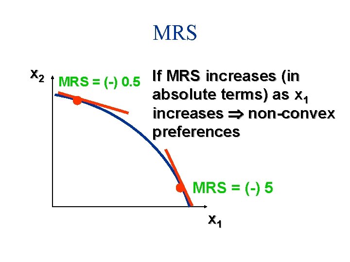 MRS x 2 MRS = (-) 0. 5 If MRS increases (in absolute terms)