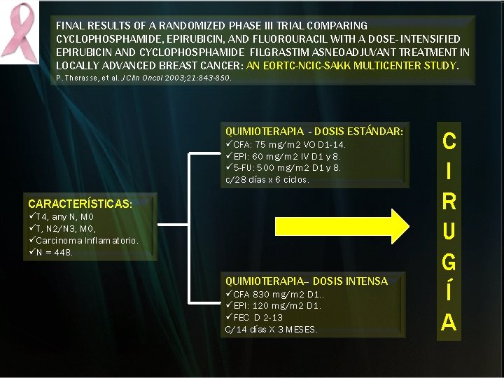 FINAL RESULTS OF A RANDOMIZED PHASE III TRIAL COMPARING CYCLOPHOSPHAMIDE, EPIRUBICIN, AND FLUOROURACIL WITH FINAL RESULTS OF A RANDOMIZED PHASE III TRIAL COMPARING CYCLOPHOSPHAMIDE, EPIRUBICIN, AND FLUOROURACIL WITH