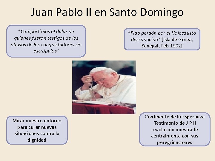 Juan Pablo II en Santo Domingo “Compartimos el dolor de quienes fueron testigos de