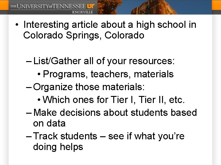  • Interesting article about a high school in Colorado Springs, Colorado – List/Gather