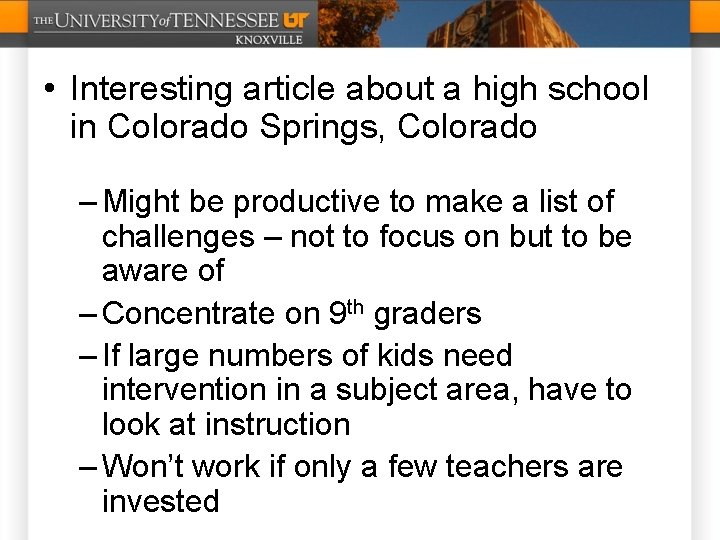  • Interesting article about a high school in Colorado Springs, Colorado – Might