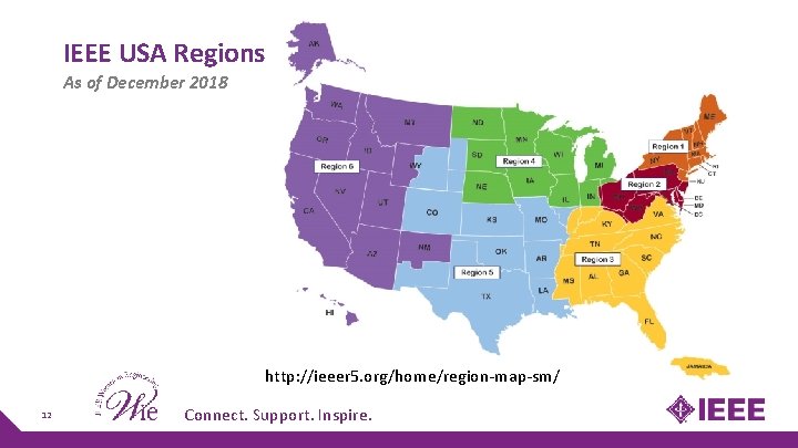 IEEE USA Regions As of December 2018 http: //ieeer 5. org/home/region-map-sm/ 12 Connect. Support. IEEE USA Regions As of December 2018 http: //ieeer 5. org/home/region-map-sm/ 12 Connect. Support.