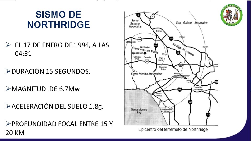 SISMO DE NORTHRIDGE Ø EL 17 DE ENERO DE 1994, A LAS 04: 31