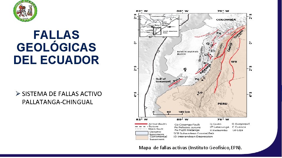 FALLAS GEOLÓGICAS DEL ECUADOR Ø SISTEMA DE FALLAS ACTIVO PALLATANGA-CHINGUAL Mapa de fallas activas