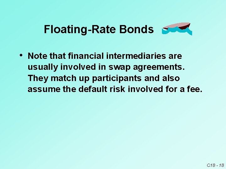 Floating-Rate Bonds • Note that financial intermediaries are usually involved in swap agreements. They