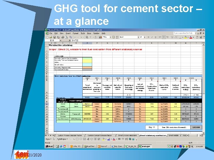 GHG tool for cement sector – at a glance 11/21/2020 