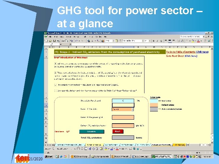 GHG tool for power sector – at a glance 11/21/2020 