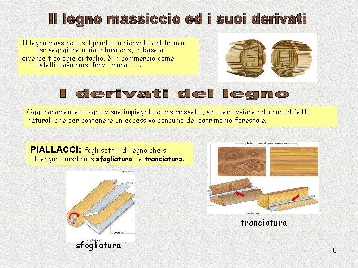 Il legno massiccio è il prodotto ricavato dal tronco per segagione o piallatura che,