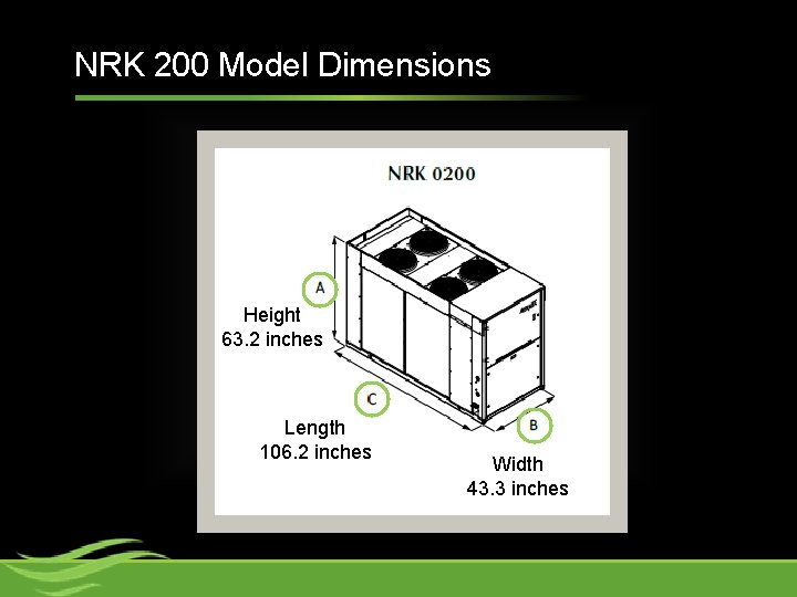 NRK 200 Model Dimensions Height 63. 2 inches Length 106. 2 inches Width 43.