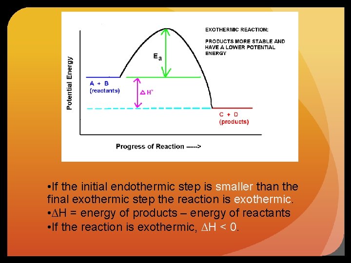  • If the initial endothermic step is smaller than the final exothermic step