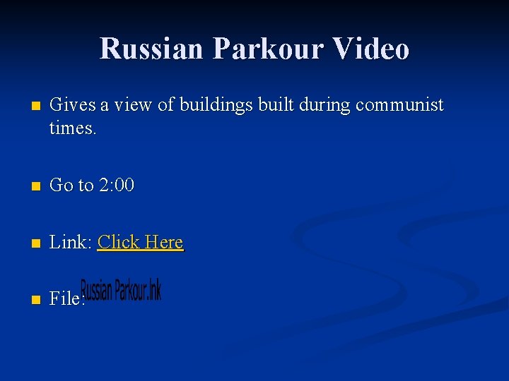 Russian Parkour Video n Gives a view of buildings built during communist times. n