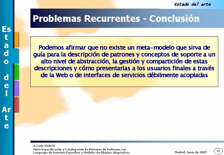 Estado del arte Problemas Recurrentes - Conclusión Es t a d o d e