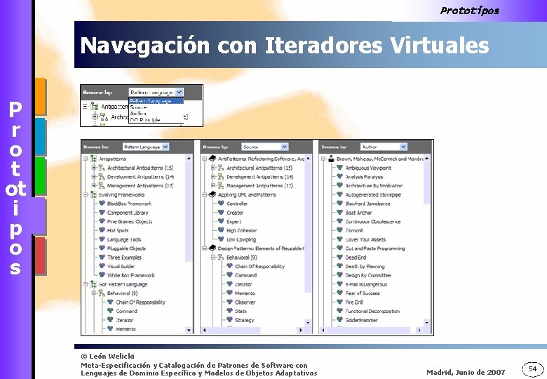 Prototipos Navegación con Iteradores Virtuales P r o t ot i p o s