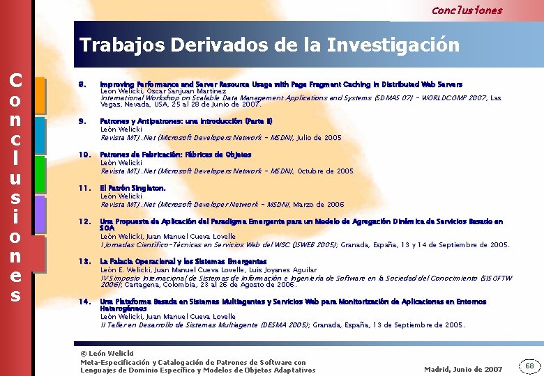 Conclusiones Trabajos Derivados de la Investigación C o n c l u s i
