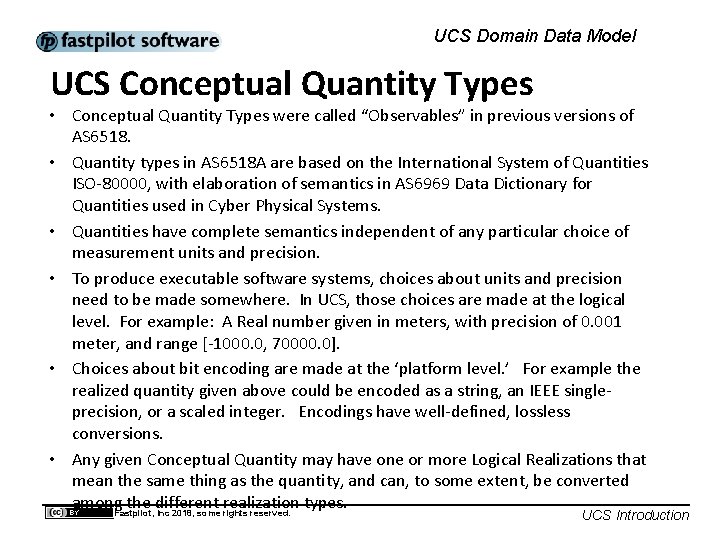 UCS Domain Data Model UCS Conceptual Quantity Types • Conceptual Quantity Types were called