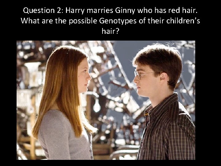 Question 2: Harry marries Ginny who has red hair. What are the possible Genotypes