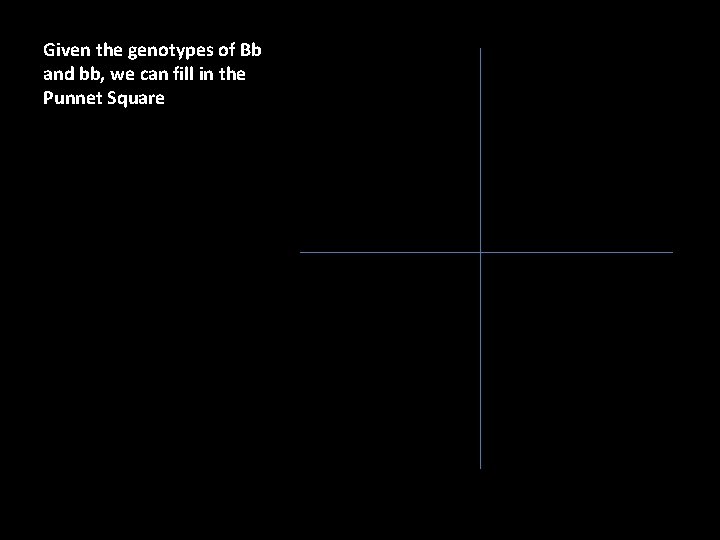 Given the genotypes of Bb and bb, we can fill in the Punnet Square