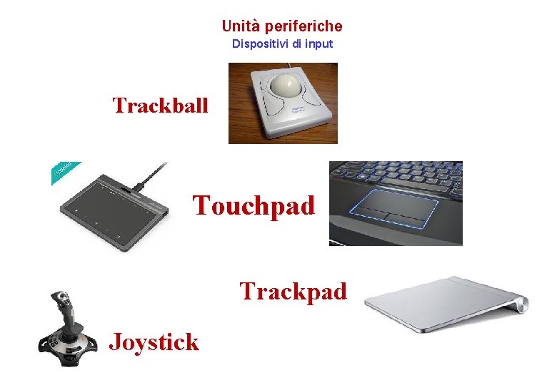 Unità periferiche Dispositivi di input Trackball Touchpad Trackpad Joystick 