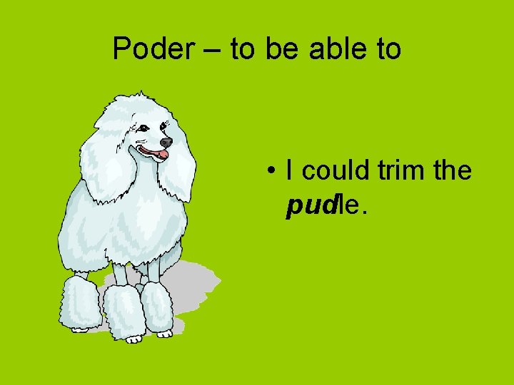 Poder – to be able to • I could trim the pudle. 