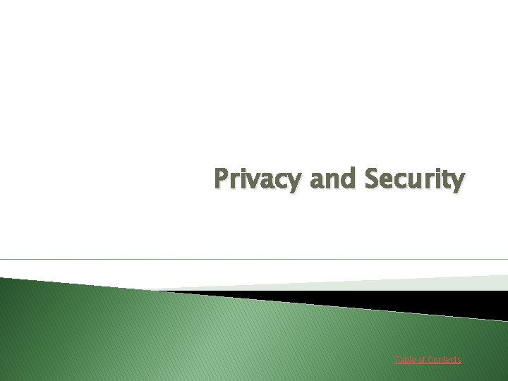 Privacy and Security Table of Contents 