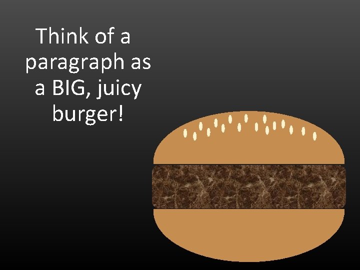 Think of a paragraph as a BIG, juicy burger! 