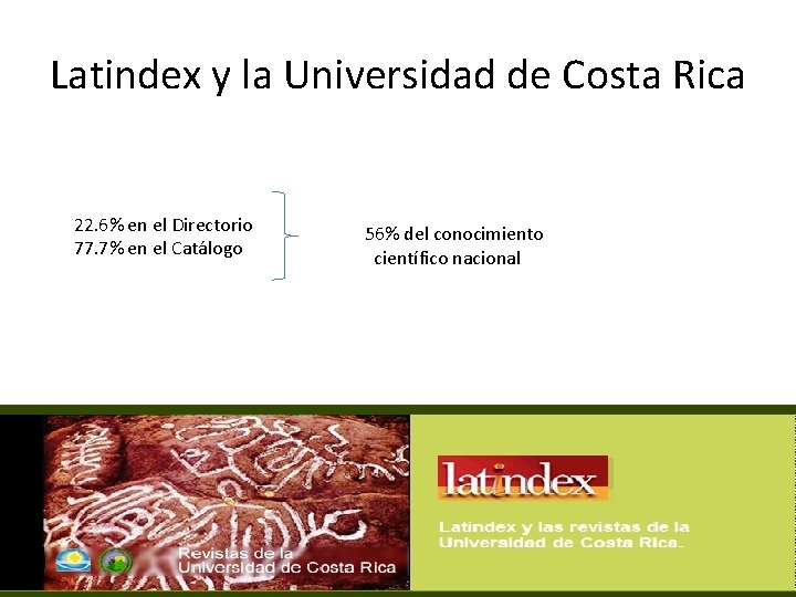 Latindex y la Universidad de Costa Rica 22. 6% en el Directorio 77. 7%
