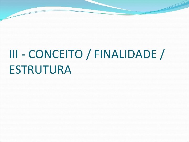 III - CONCEITO / FINALIDADE / ESTRUTURA 