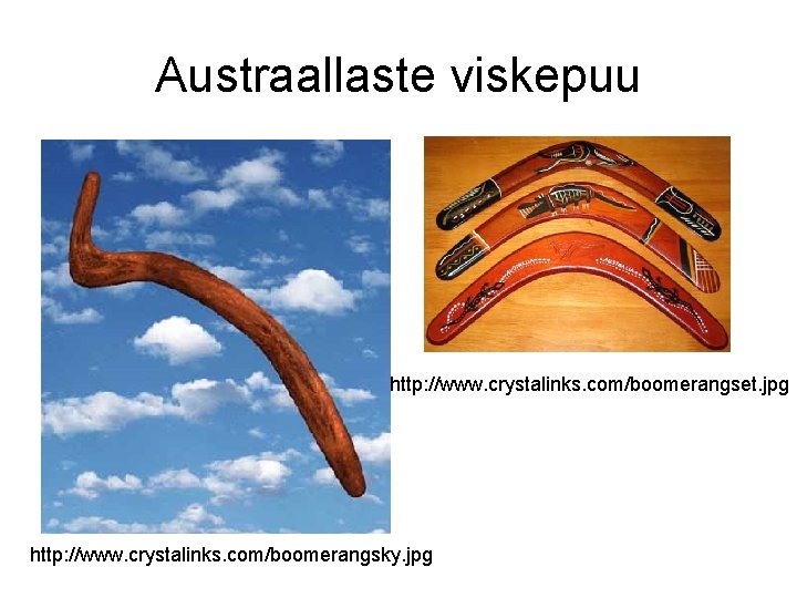 Austraallaste viskepuu http: //www. crystalinks. com/boomerangset. jpg http: //www. crystalinks. com/boomerangsky. jpg 