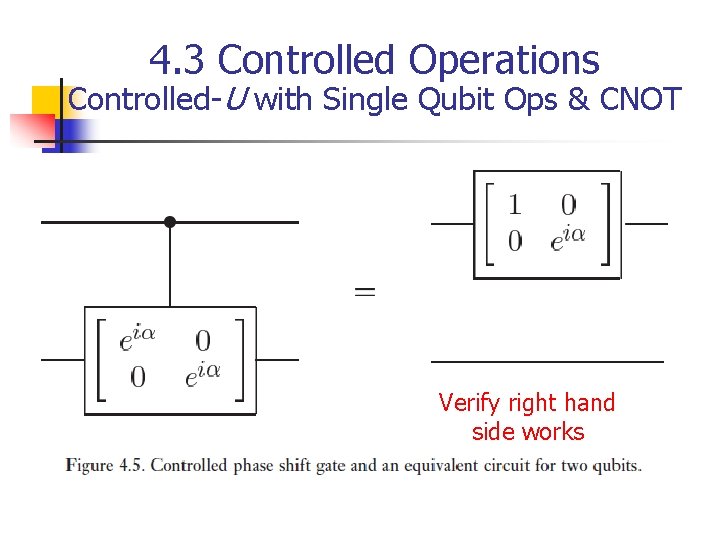 4. 3 Controlled Operations Controlled-U with Single Qubit Ops & CNOT Verify right hand