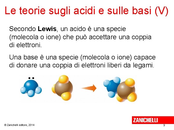 Le teorie sugli acidi e sulle basi (V) Secondo Lewis, un acido è una