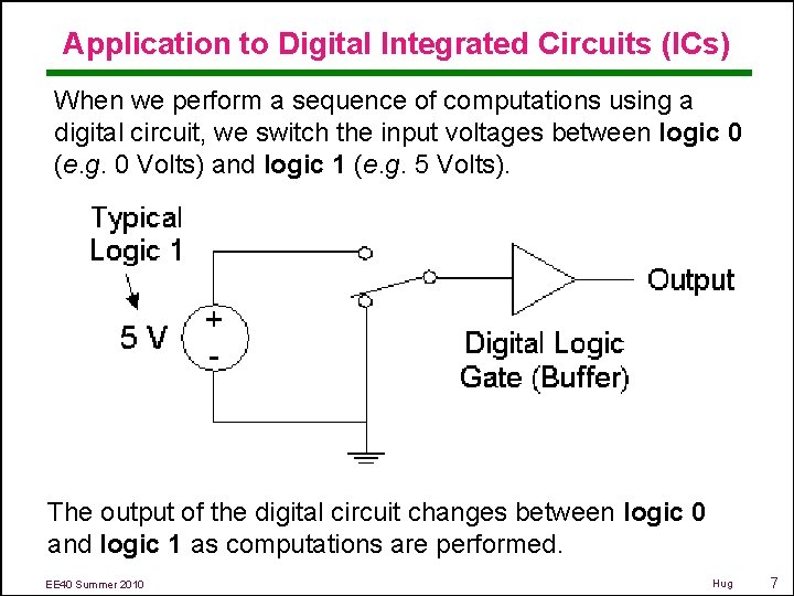Application to Digital Integrated Circuits (ICs) When we perform a sequence of computations using