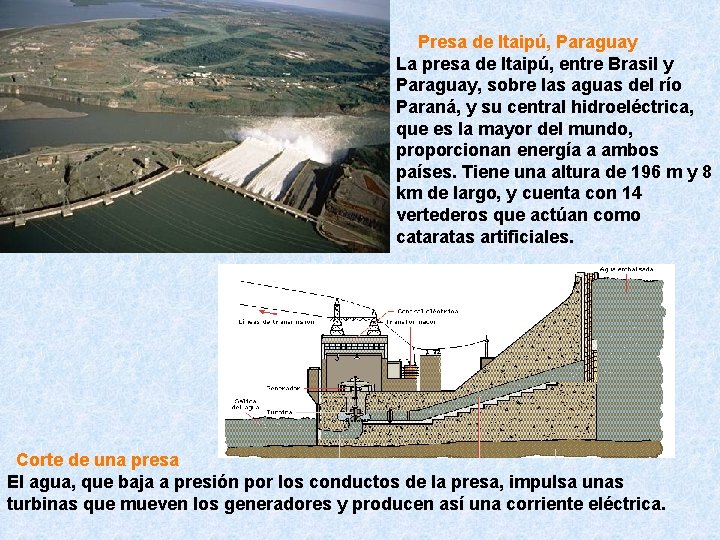  Presa de Itaipú, Paraguay La presa de Itaipú, entre Brasil y Paraguay, sobre