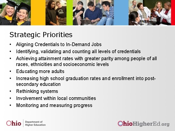 Strategic Priorities • Aligning Credentials to In-Demand Jobs • Identifying, validating and counting all