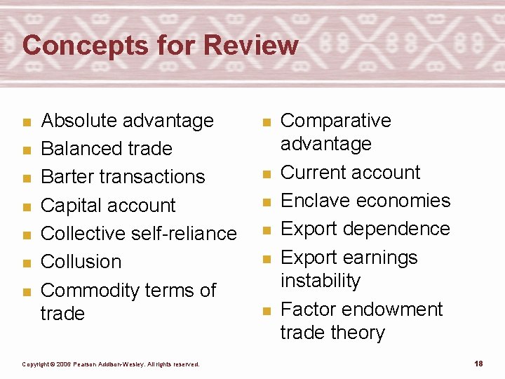 Concepts for Review n n n n Absolute advantage Balanced trade Barter transactions Capital