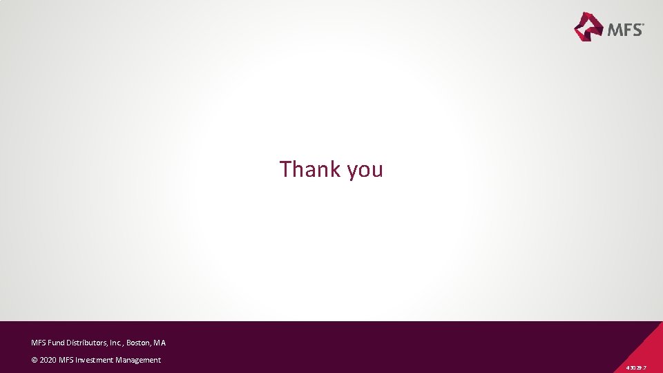 Thank you MFS Fund Distributors, Inc. , Boston, MA © 2020 MFS Investment Management