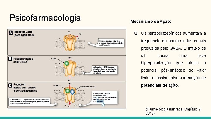 Psicofarmacologia Mecanismo de Ação: ❏ Os benzodiazepínicos aumentam a frequência da abertura dos canais
