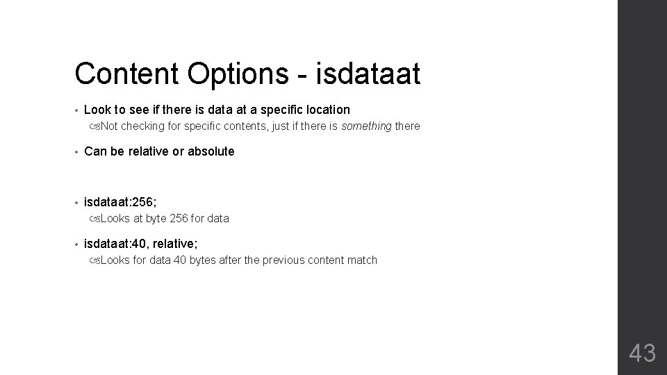 Content Options - isdataat • Look to see if there is data at a