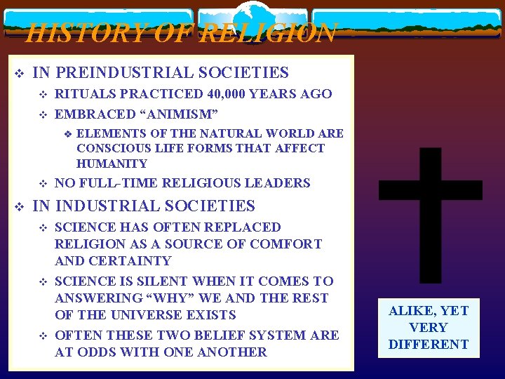 HISTORY OF RELIGION v IN PREINDUSTRIAL SOCIETIES v v RITUALS PRACTICED 40, 000 YEARS