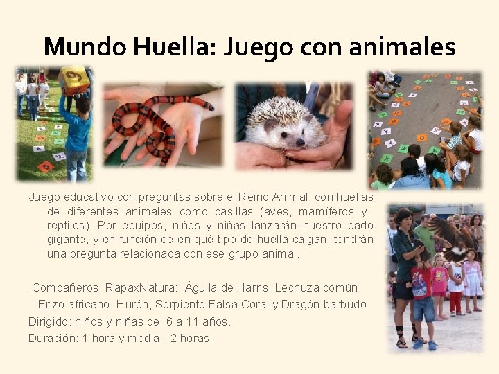 Mundo Huella: Juego con animales Juego educativo con preguntas sobre el Reino Animal, con