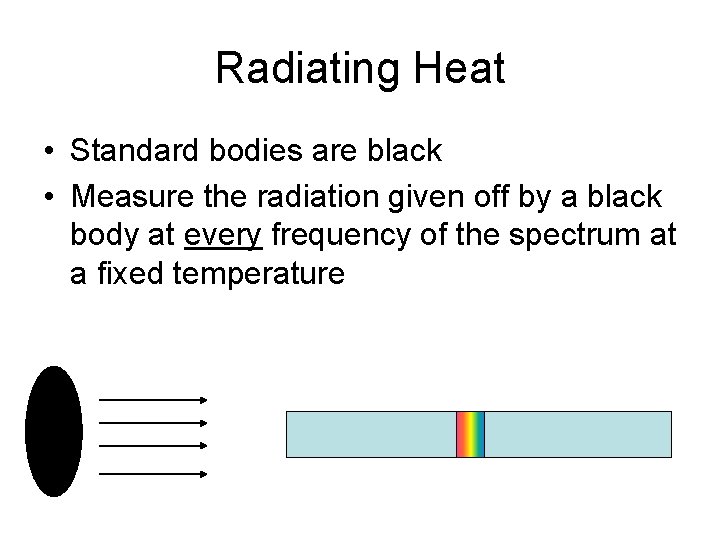 Radiating Heat • Standard bodies are black • Measure the radiation given off by