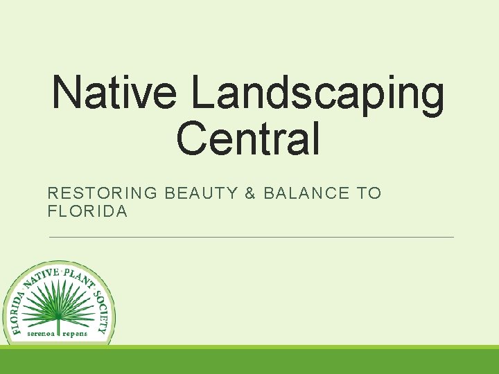 Native Landscaping Central RESTORING BEAUTY & BALANCE TO FLORIDA 